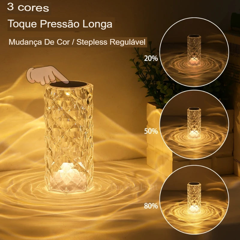 Luminária Luxo Cristal 16 Cores